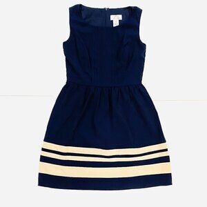 Sweet Storm Sleeveless Navy and Cream Pleated A-Line Dress